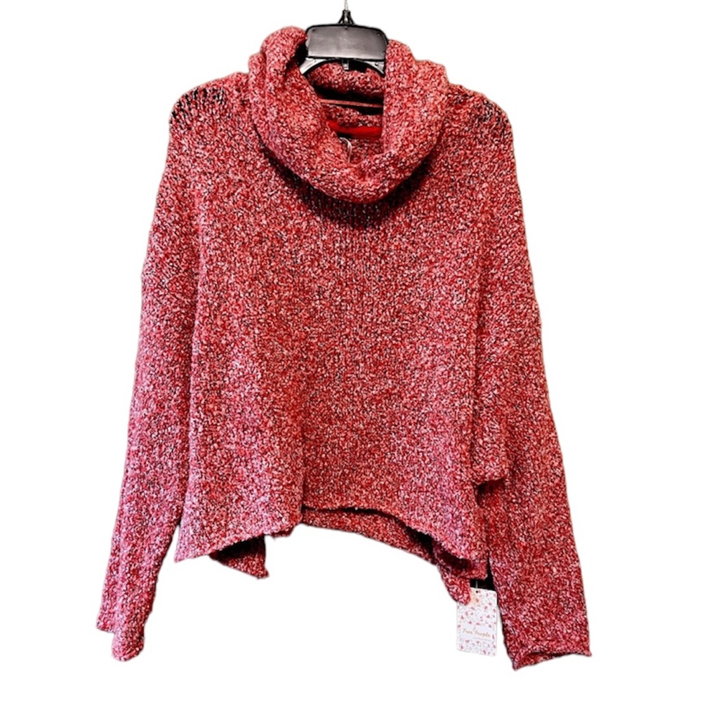 Free People Size Small Red Sweater Cowel Neck S